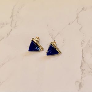 Triangle Earrings Marbled Blue